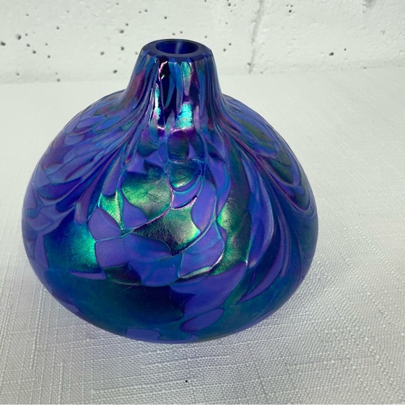 Nuance New Orleans 1998 Vintage Iridescent Purple Blue Oil Lamp - Picture 6 of 13